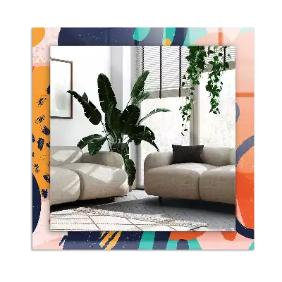 Rechthoekige spiegel met bedrukte lijst Abstracte kleurrijke afbeeldingen