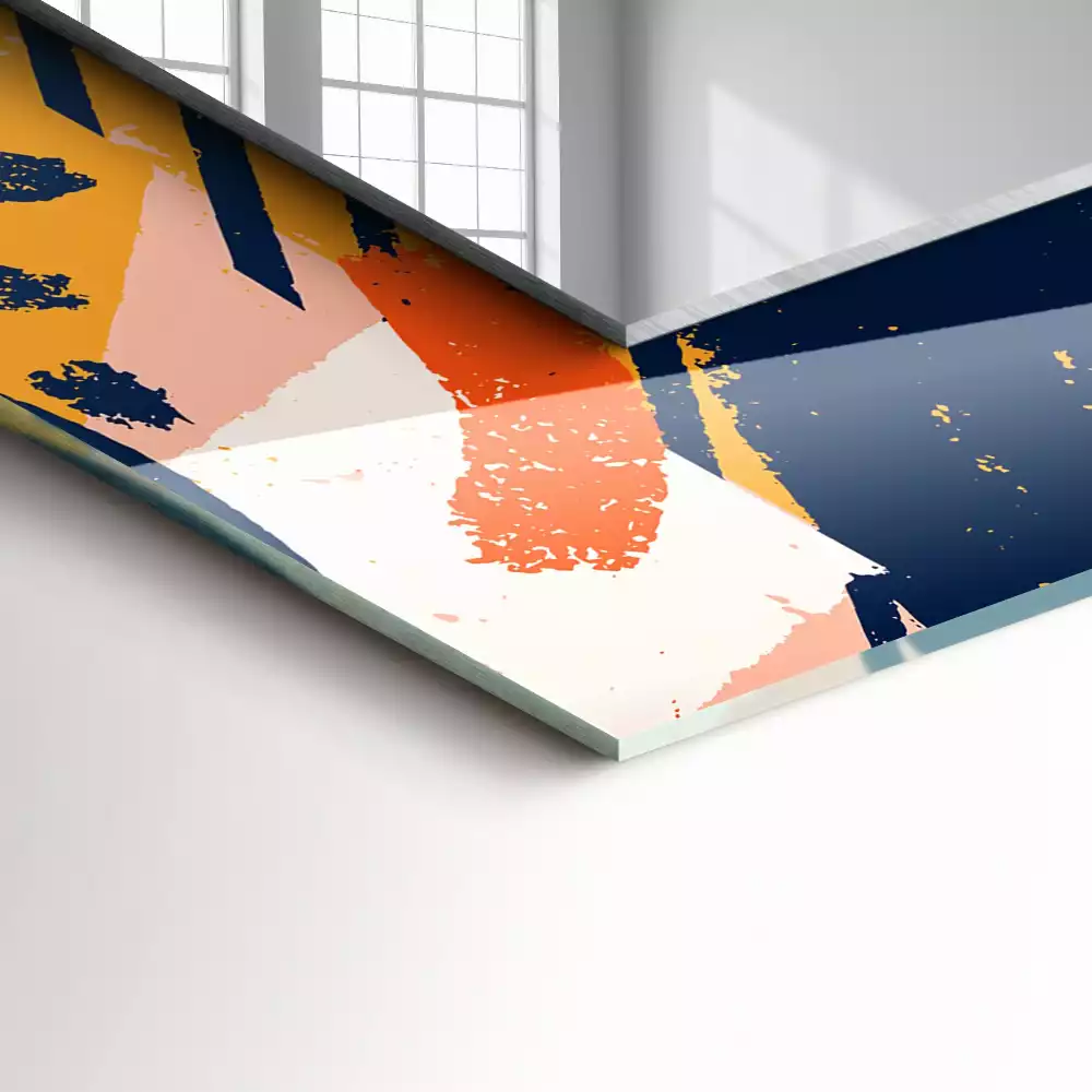 Rechthoekige spiegel met bedrukte lijst Abstracte kleurrijke afbeeldingen