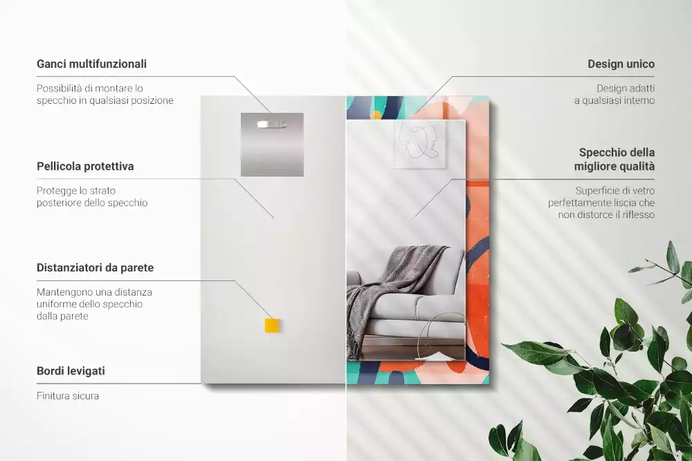 Rechthoekige spiegel met bedrukte lijst Abstracte kleurrijke afbeeldingen