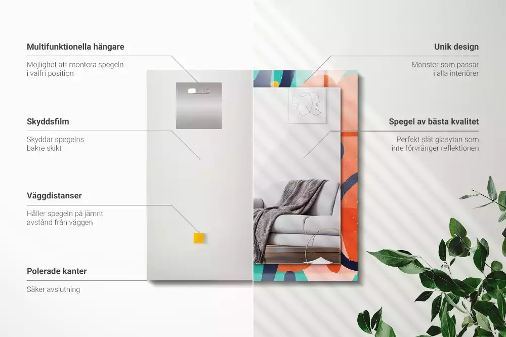 Rechthoekige spiegel met bedrukte lijst Abstracte kleurrijke afbeeldingen