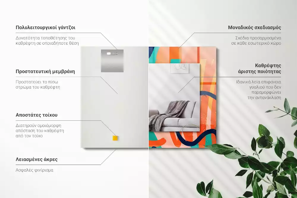 Rechthoekige spiegel met bedrukte lijst Abstracte kleurrijke afbeeldingen