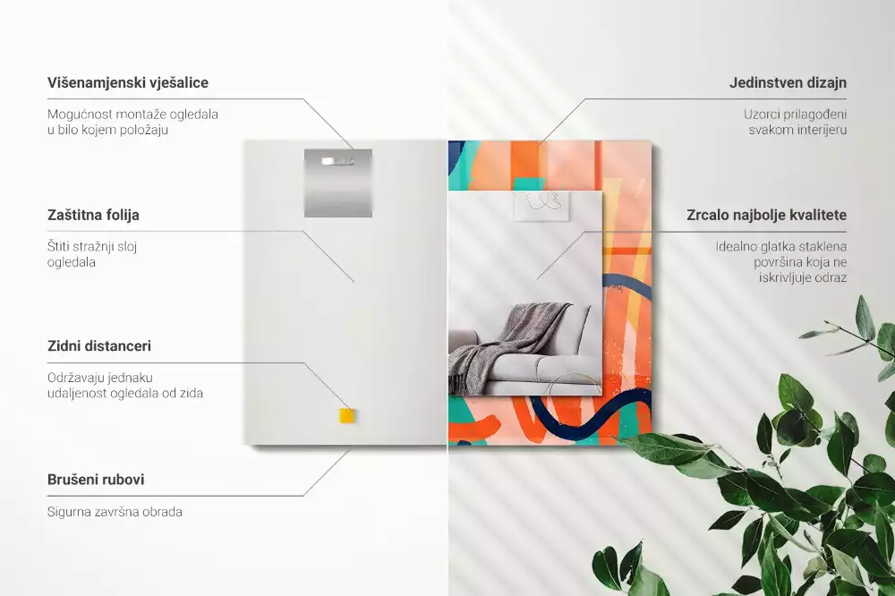 Rechthoekige spiegel met bedrukte lijst Abstracte kleurrijke afbeeldingen