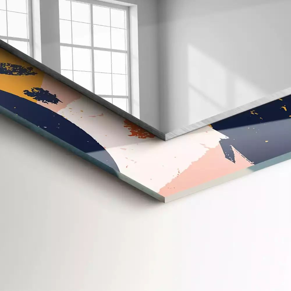 Rechthoekige spiegel met bedrukte lijst Abstracte kleurrijke afbeeldingen