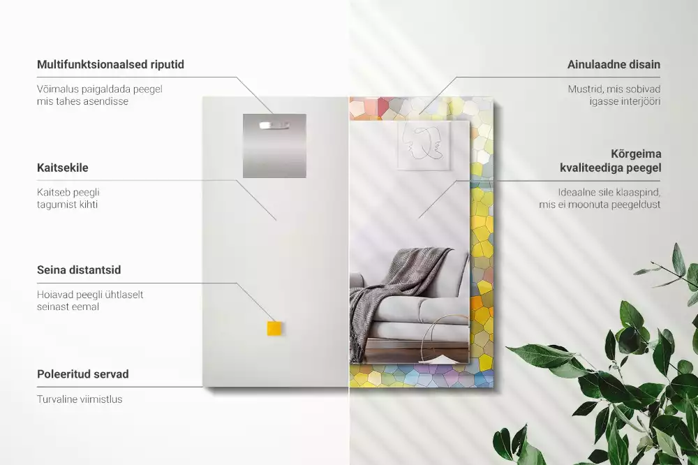 Rechthoekige spiegel met decoratie Kleurrijk abstract mozaïek