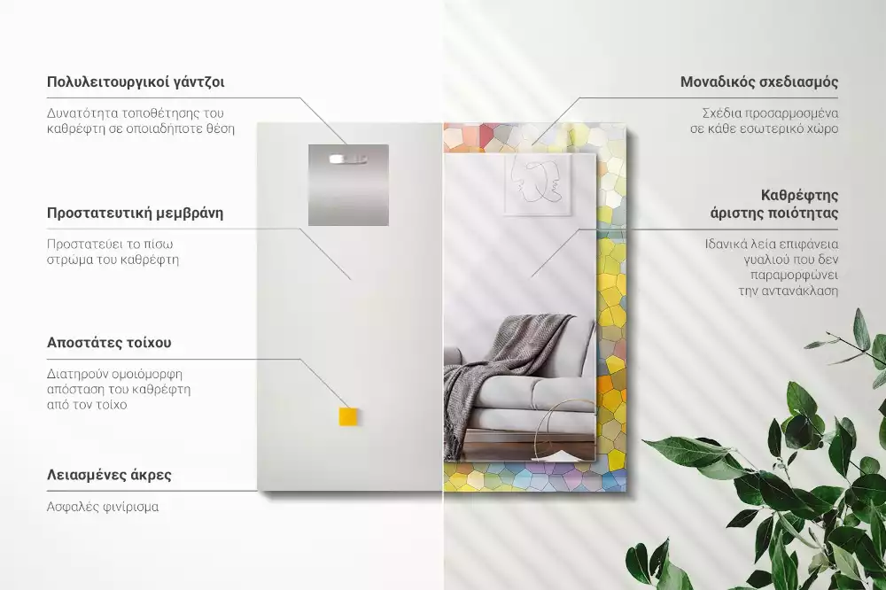 Rechthoekige spiegel met decoratie Kleurrijk abstract mozaïek