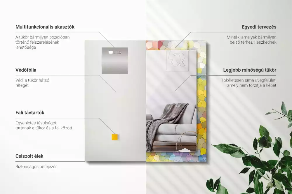 Rechthoekige spiegel met decoratie Kleurrijk abstract mozaïek