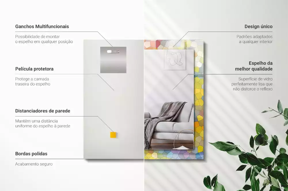 Rechthoekige spiegel met decoratie Kleurrijk abstract mozaïek