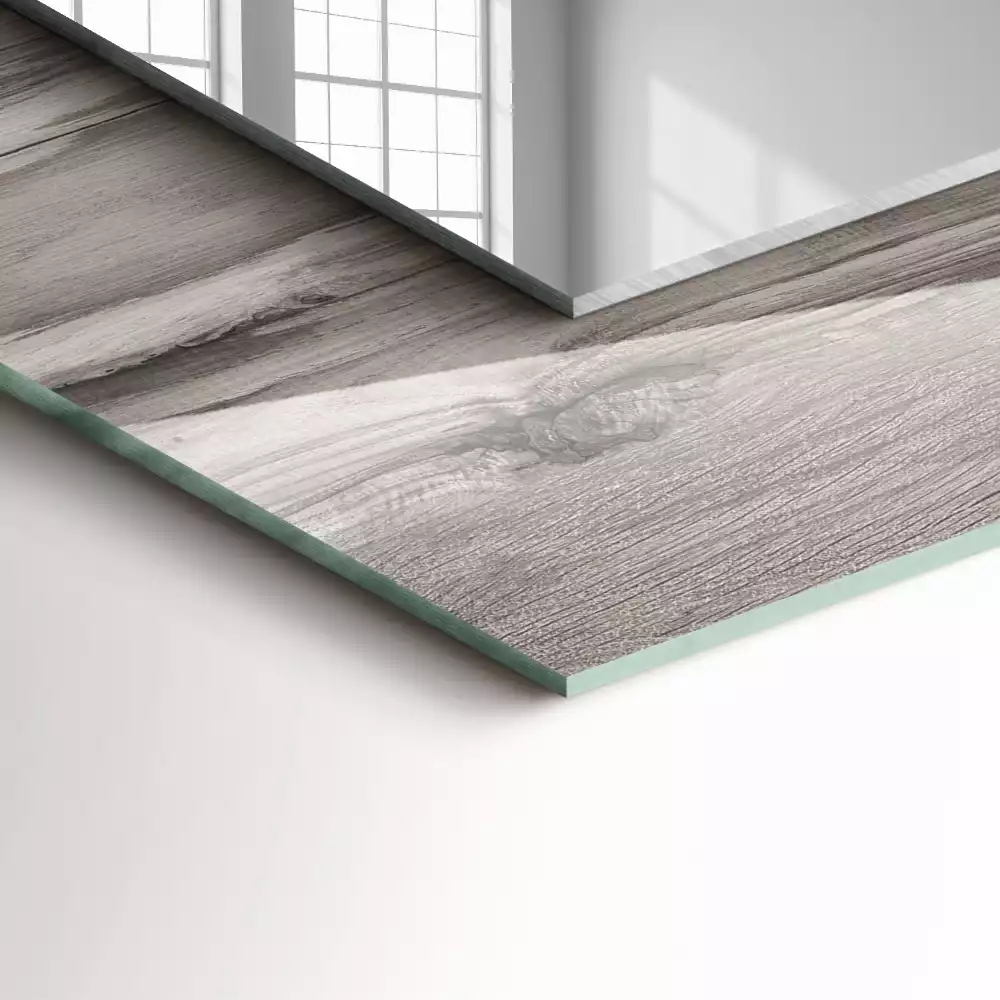 Rechthoekige spiegel lijst met print Houten plank textuur