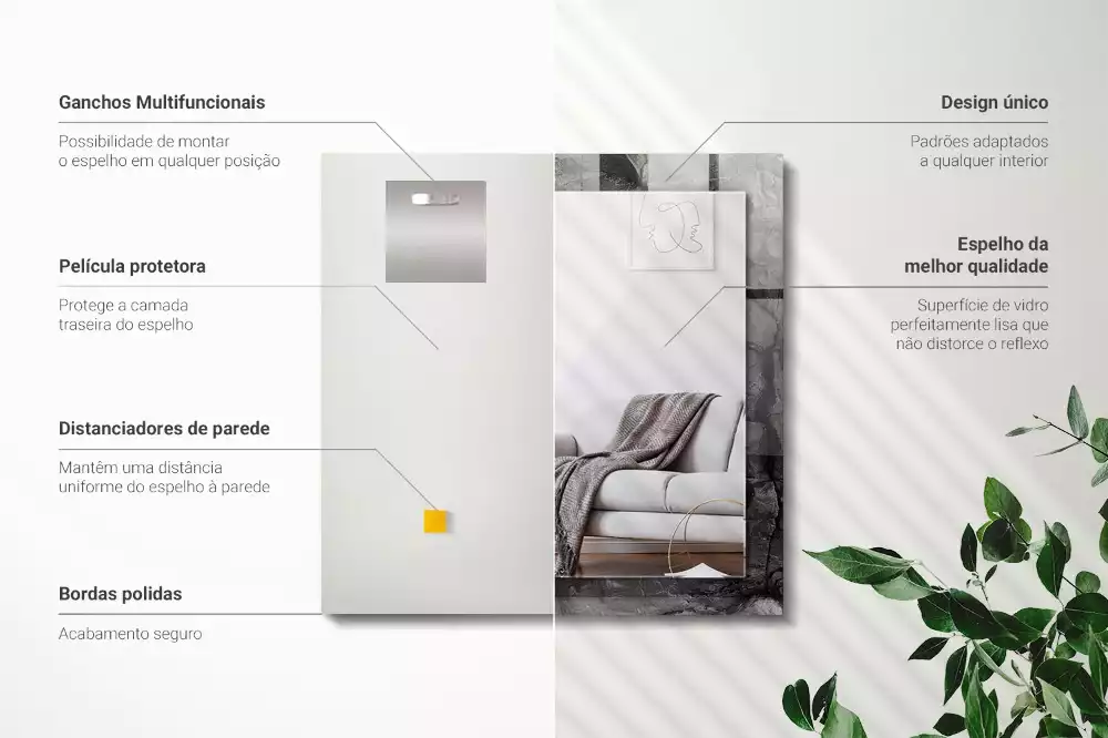 Bedrukte rechthoekige spiegel Zwarte rotsscheuren