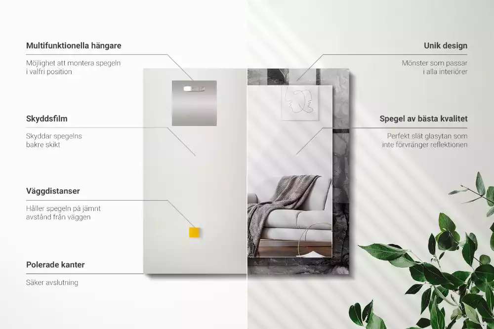 Bedrukte rechthoekige spiegel Zwarte rotsscheuren