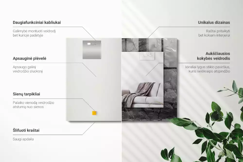 Bedrukte rechthoekige spiegel Zwarte rotsscheuren