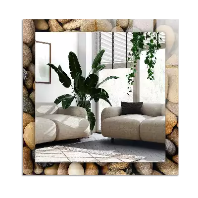 Rechthoekige spiegel met decoratie Gekleurde gladde stenen