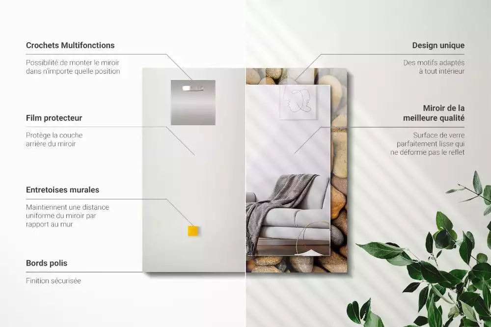 Rechthoekige spiegel met decoratie Gekleurde gladde stenen