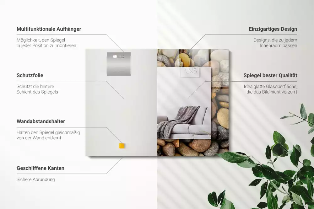 Rechthoekige spiegel met decoratie Gekleurde gladde stenen