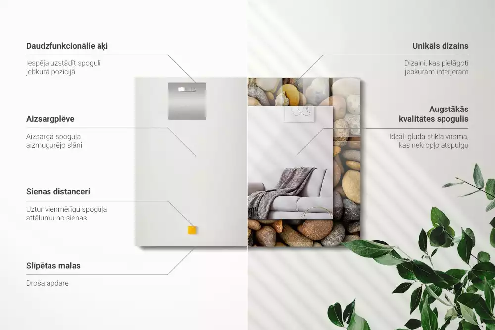 Rechthoekige spiegel met decoratie Gekleurde gladde stenen