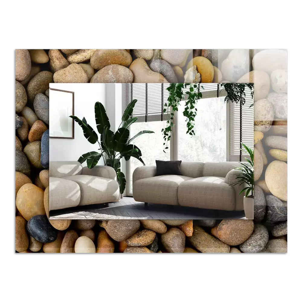 Rechthoekige spiegel met decoratie Gekleurde gladde stenen