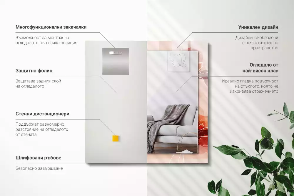 Rechthoekige spiegel lijst met print Abstracte bloemenpatronen