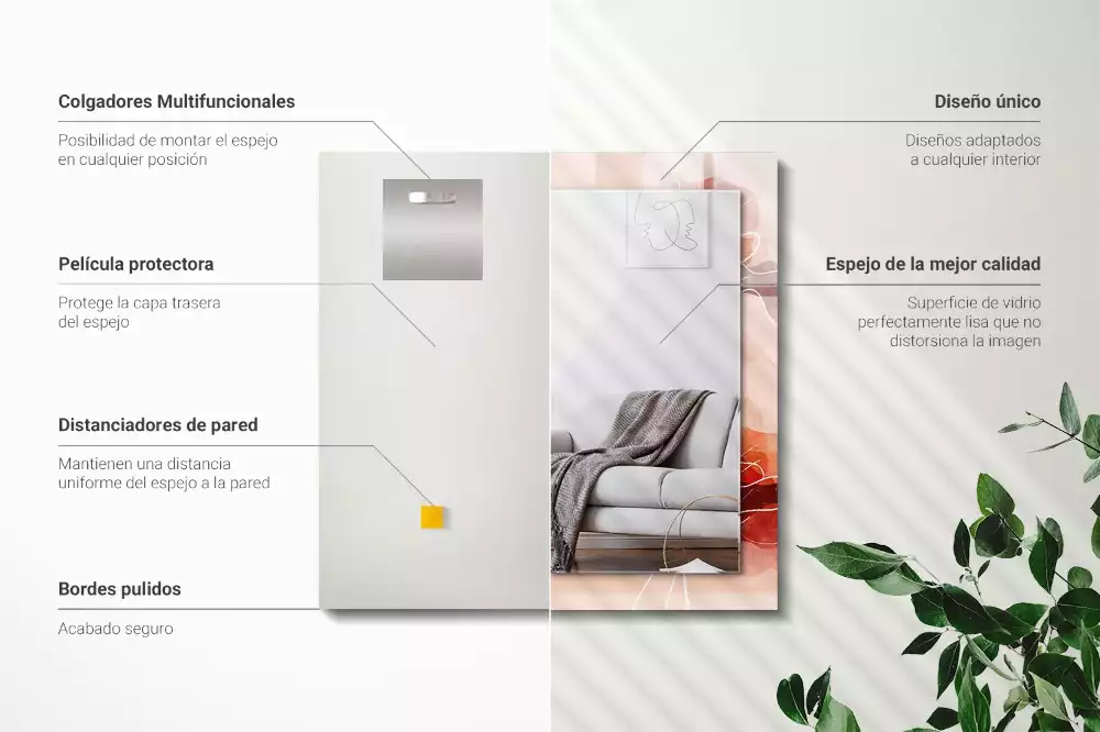 Rechthoekige spiegel lijst met print Abstracte bloemenpatronen