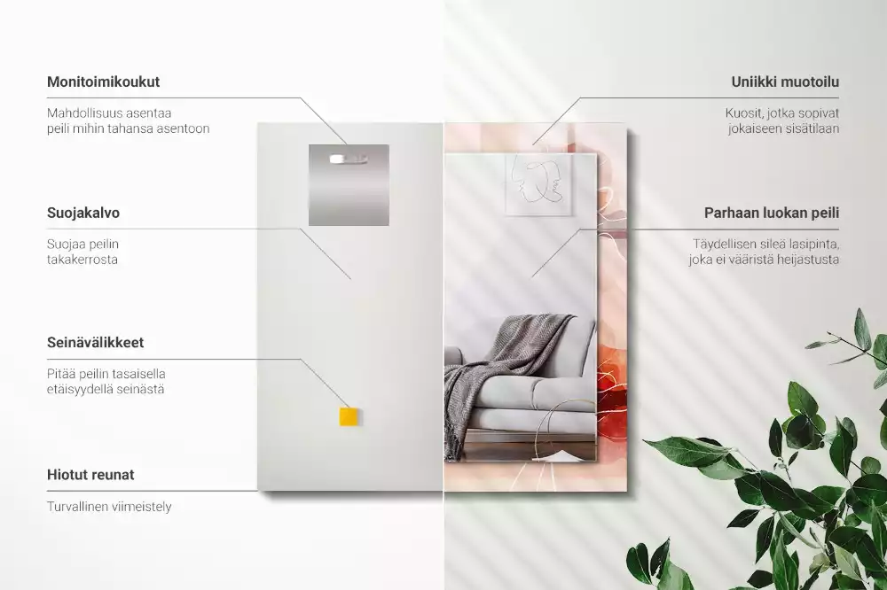 Rechthoekige spiegel lijst met print Abstracte bloemenpatronen