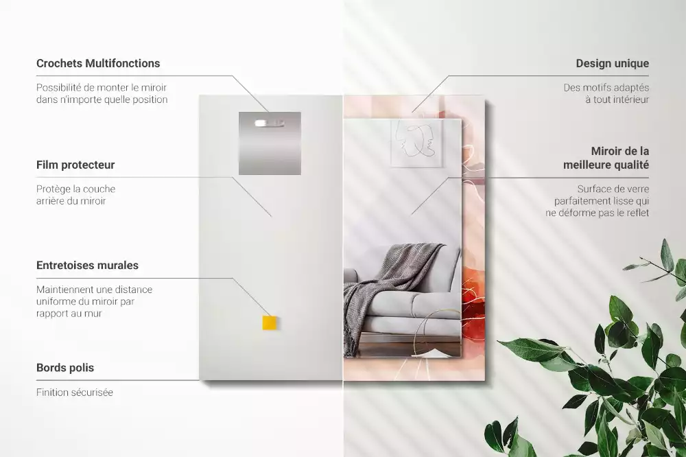 Rechthoekige spiegel lijst met print Abstracte bloemenpatronen