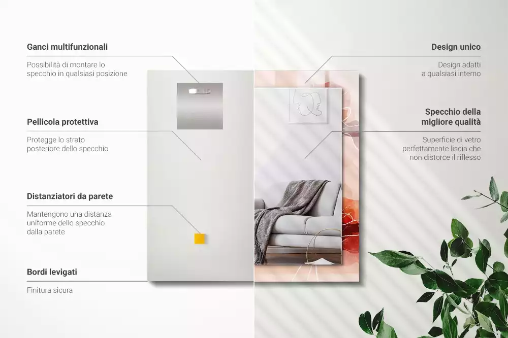 Rechthoekige spiegel lijst met print Abstracte bloemenpatronen