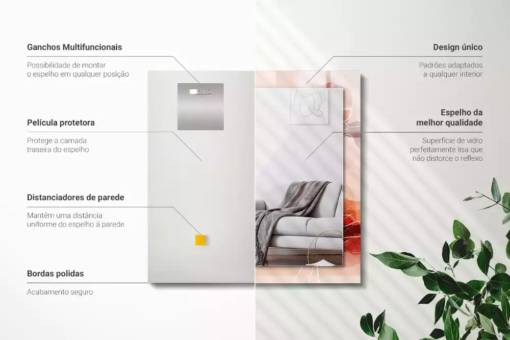 Rechthoekige spiegel lijst met print Abstracte bloemenpatronen