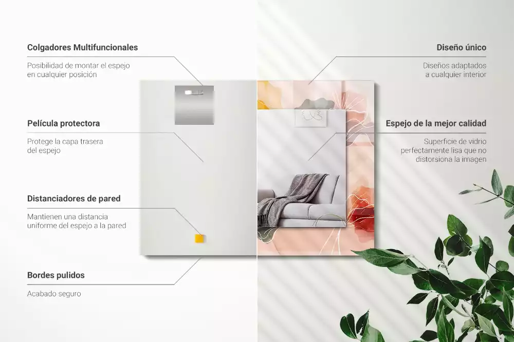 Rechthoekige spiegel lijst met print Abstracte bloemenpatronen