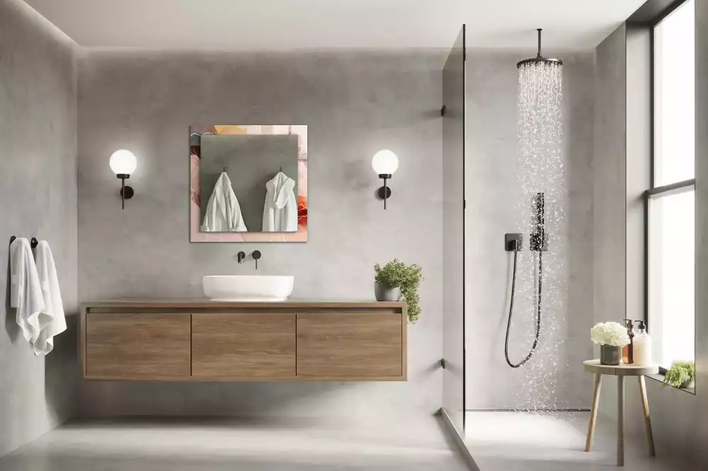 Rechthoekige spiegel lijst met print Abstracte bloemenpatronen