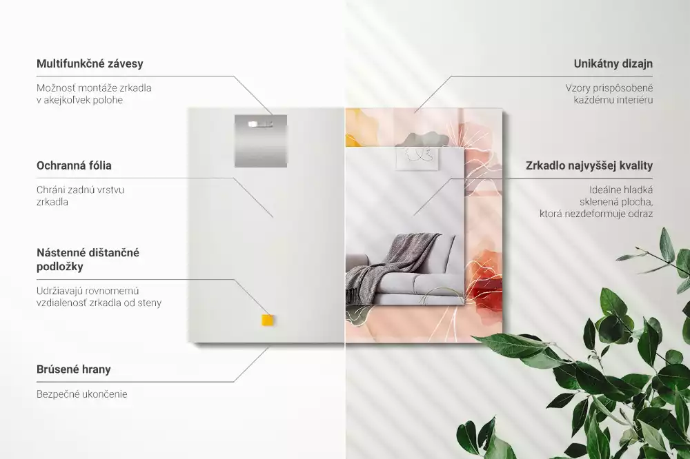 Rechthoekige spiegel lijst met print Abstracte bloemenpatronen