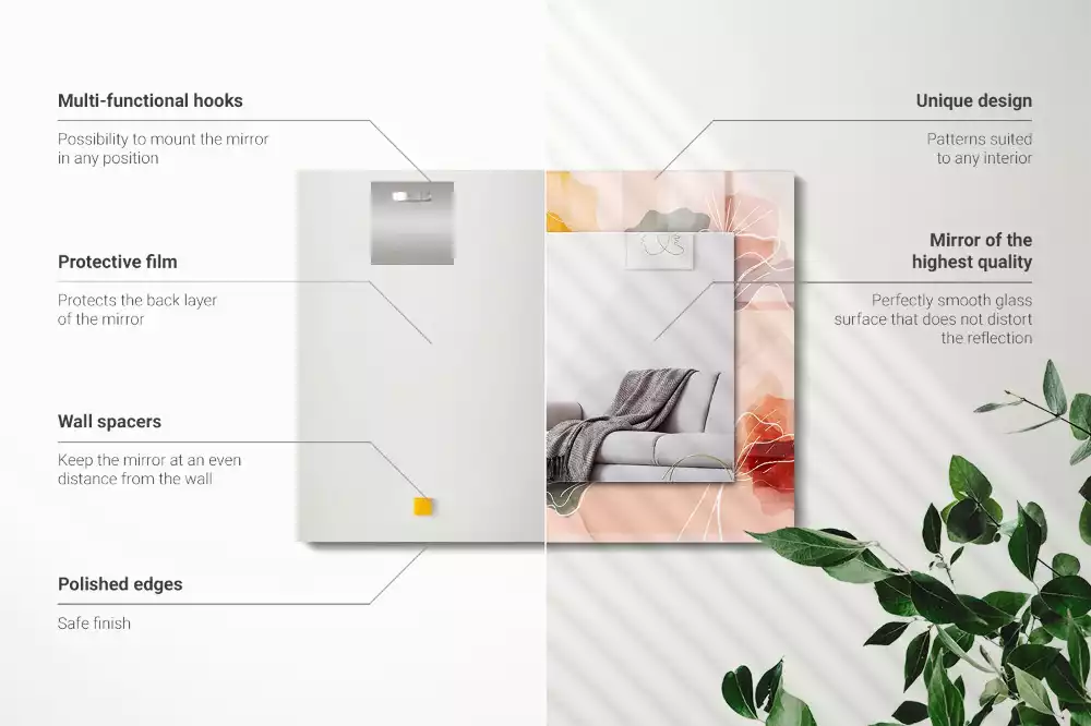 Rechthoekige spiegel lijst met print Abstracte bloemenpatronen