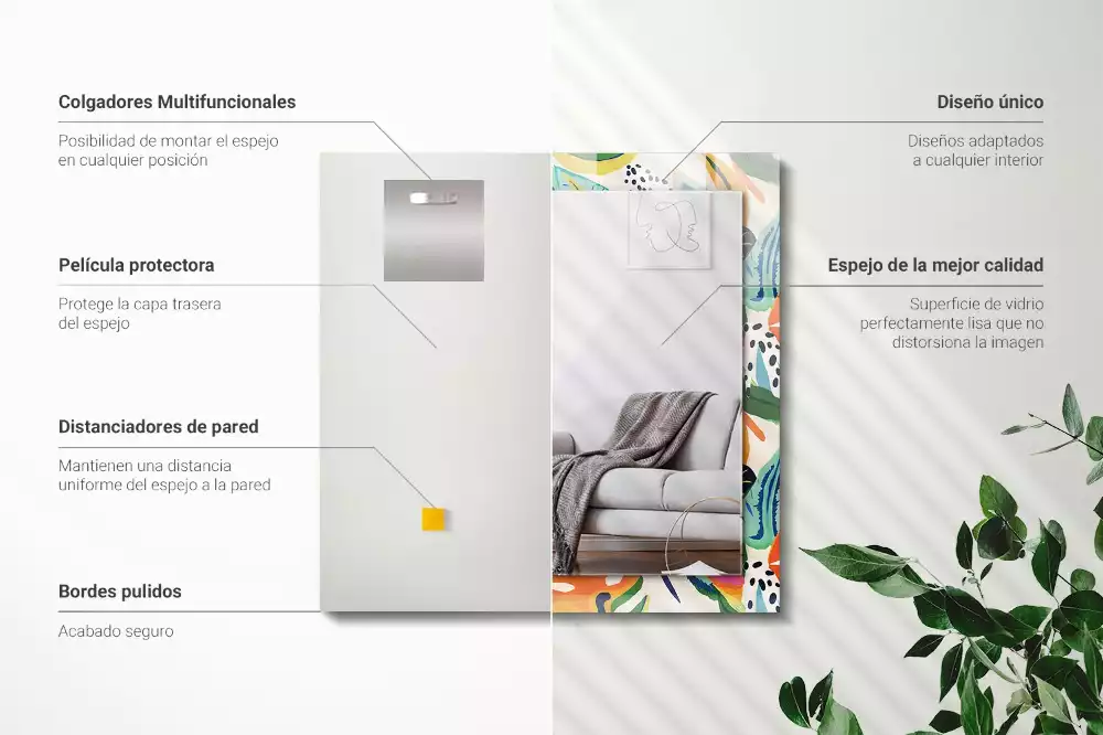 Bedrukte rechthoekige spiegel Kleurrijk bladerenpatroon