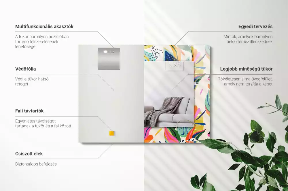 Bedrukte rechthoekige spiegel Kleurrijk bladerenpatroon