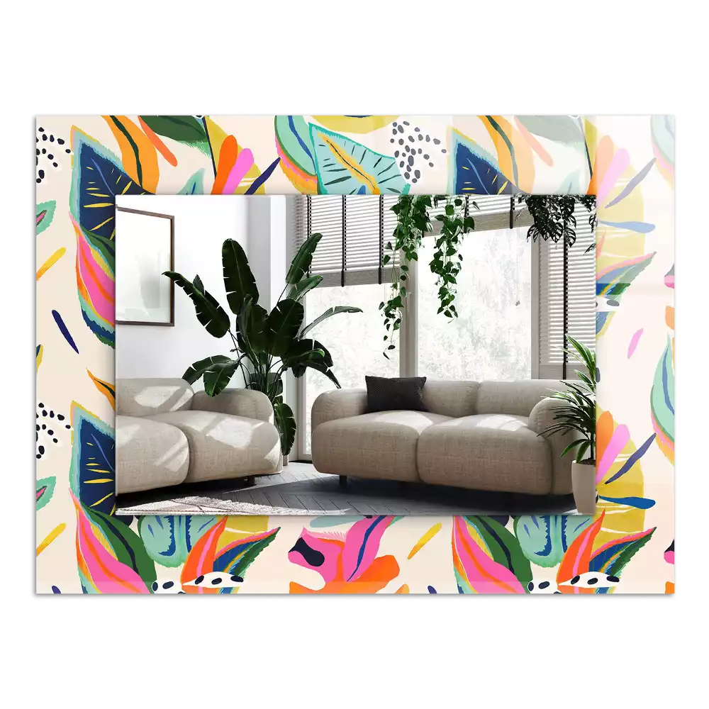 Bedrukte rechthoekige spiegel Kleurrijk bladerenpatroon