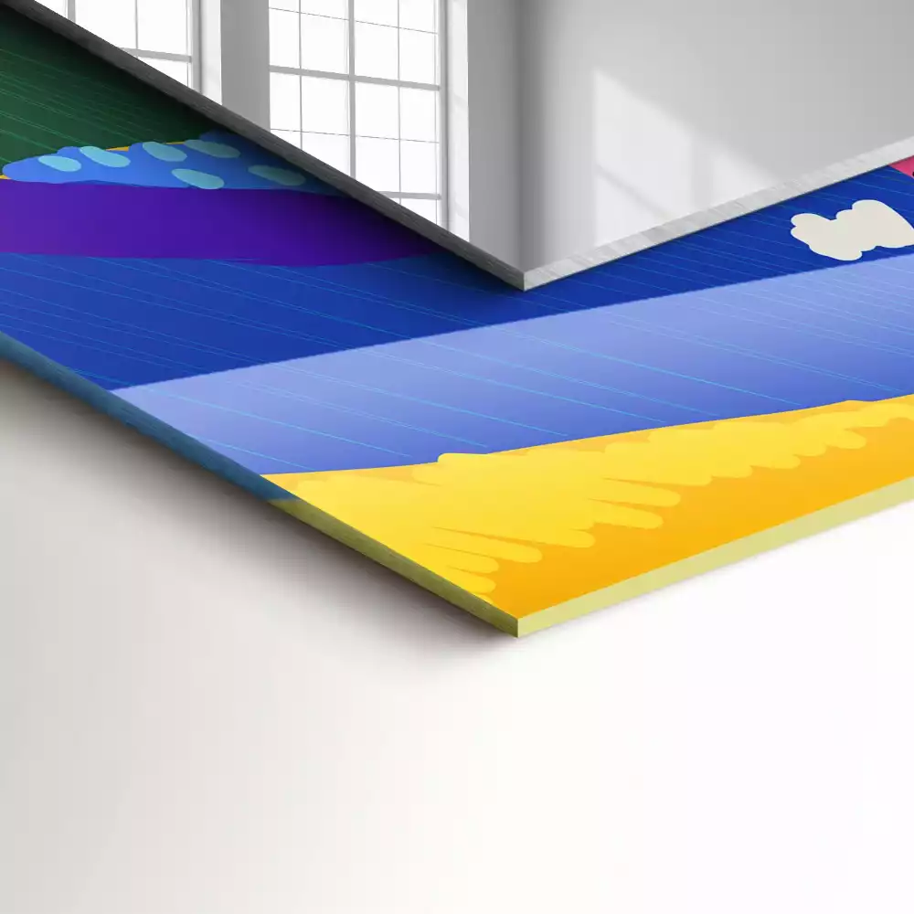 Rechthoekige spiegel met bedrukte lijst Kleurrijk abstract patroon