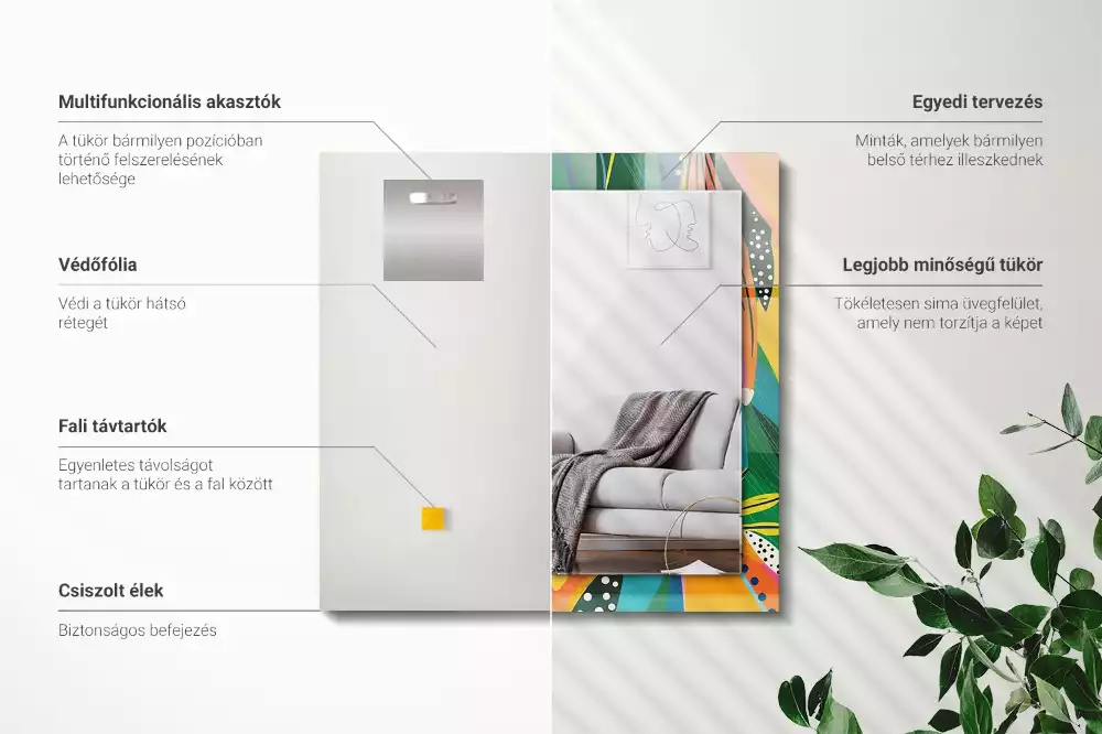 Rechthoekige spiegel met bedrukte lijst Kleurrijk abstract patroon