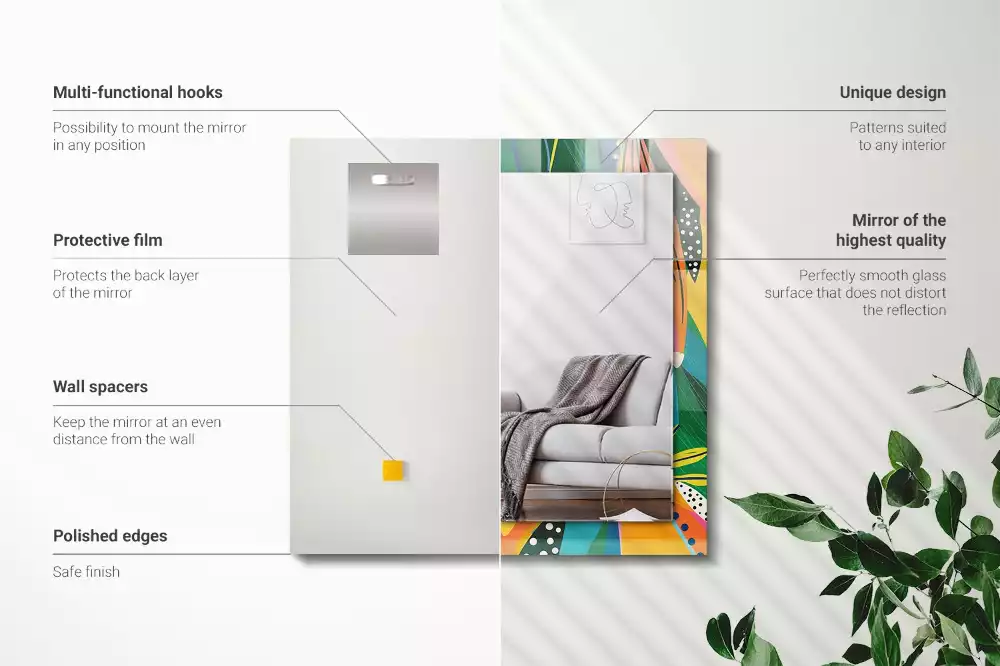 Rechthoekige spiegel met bedrukte lijst Kleurrijk abstract patroon