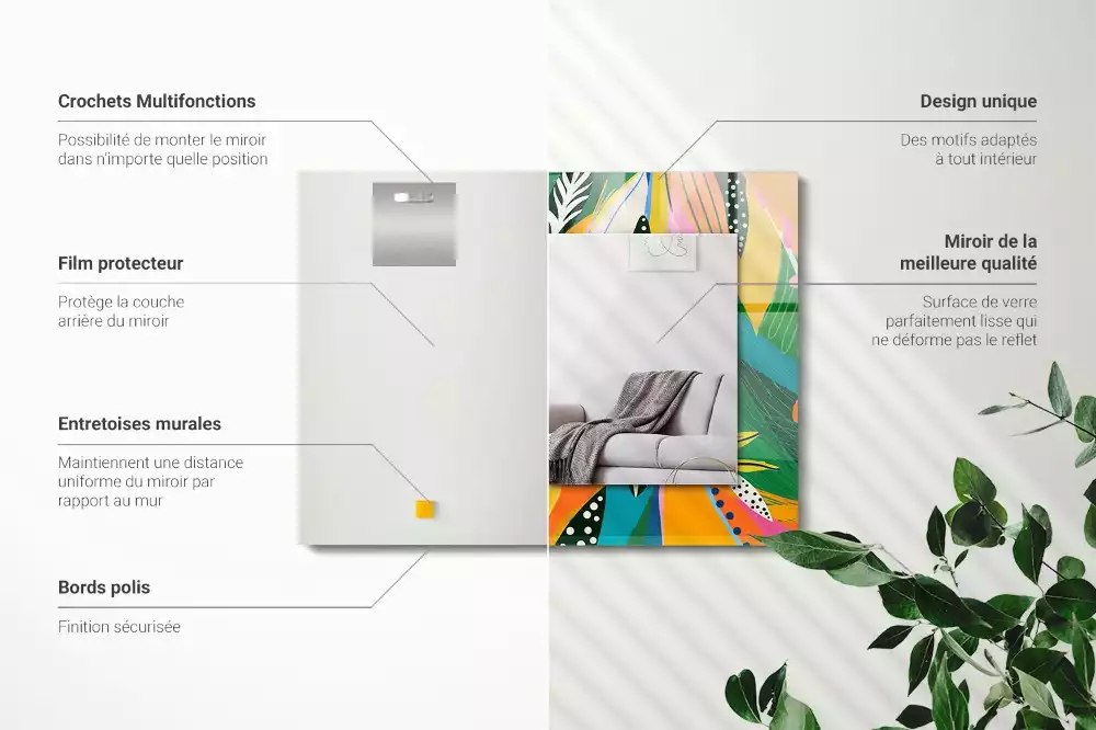 Rechthoekige spiegel met bedrukte lijst Kleurrijk abstract patroon