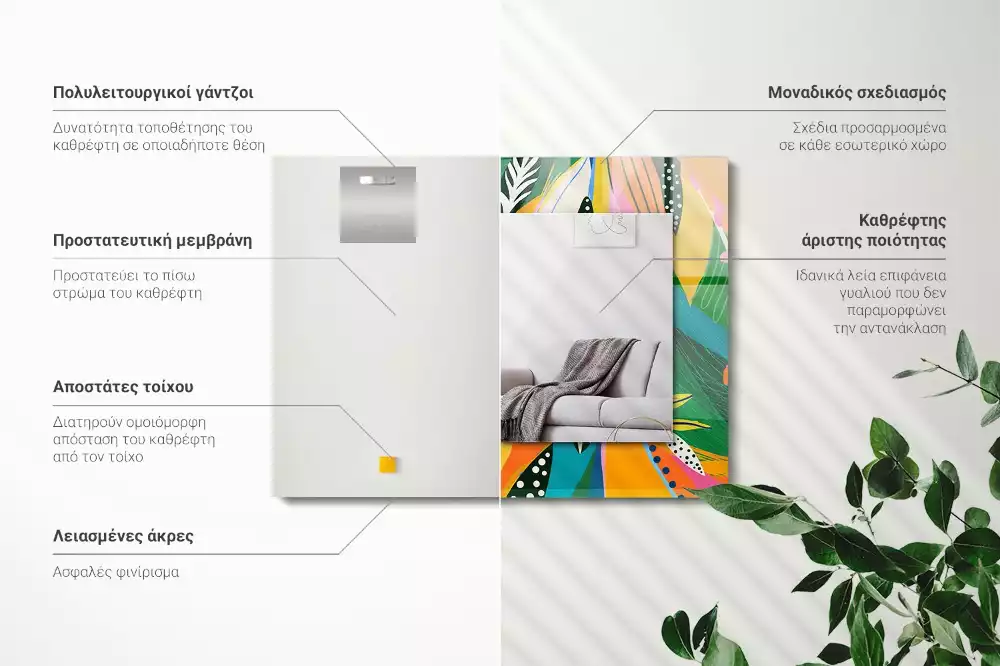 Rechthoekige spiegel met bedrukte lijst Kleurrijk abstract patroon