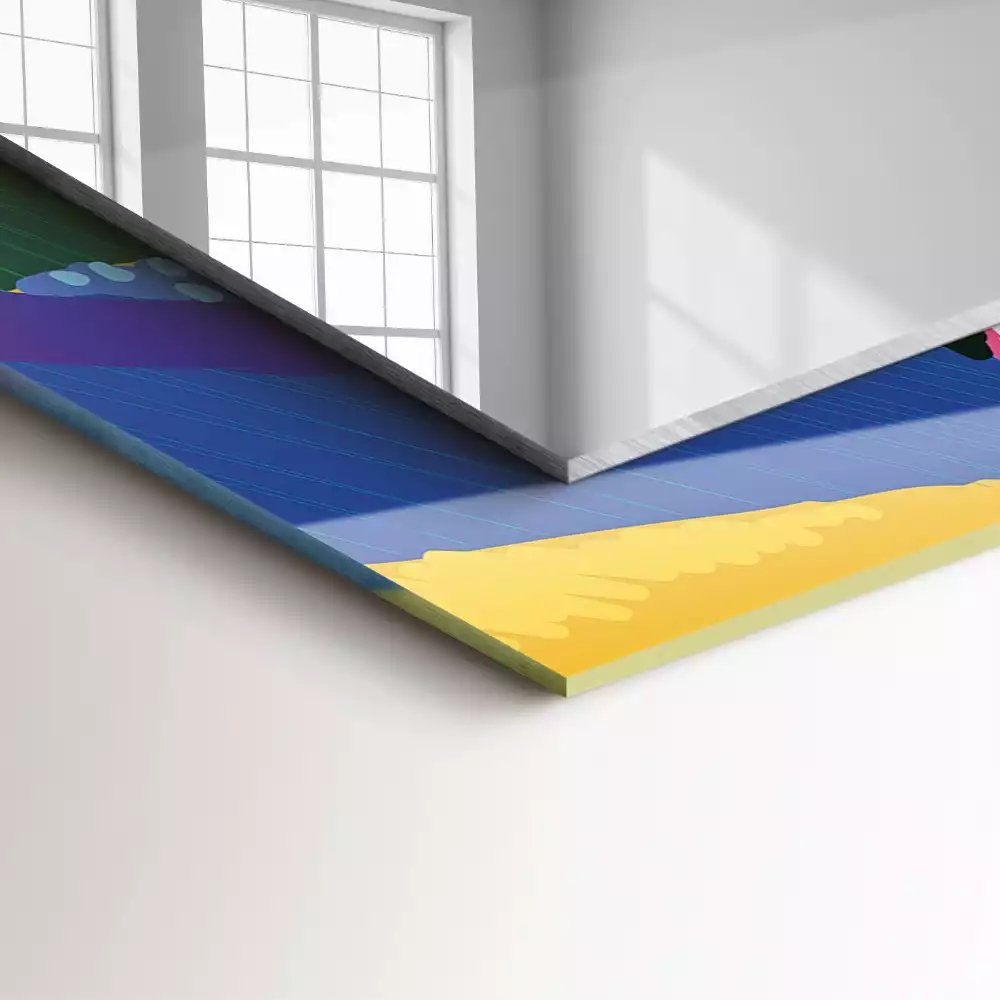 Rechthoekige spiegel met bedrukte lijst Kleurrijk abstract patroon