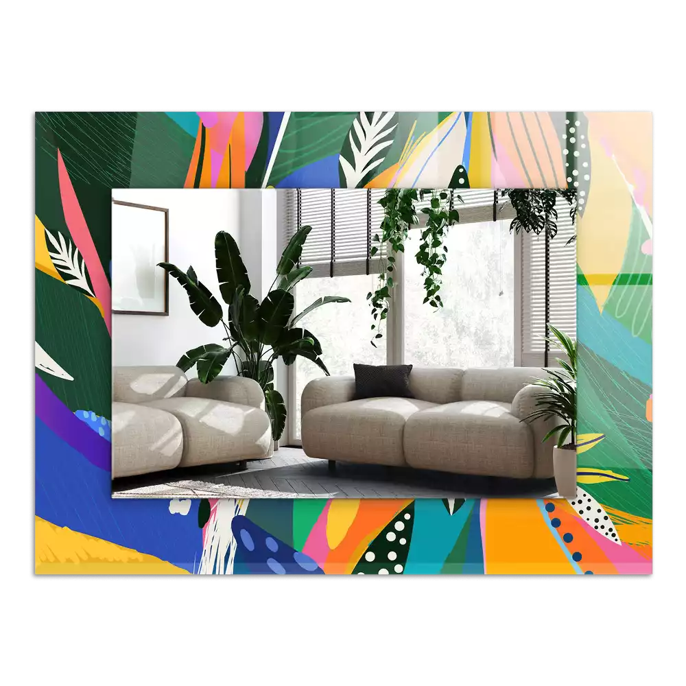 Rechthoekige spiegel met bedrukte lijst Kleurrijk abstract patroon