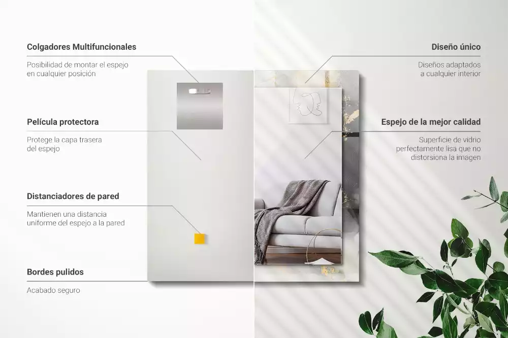 Rechthoekige spiegel met decoratie Abstracte moderne kunst