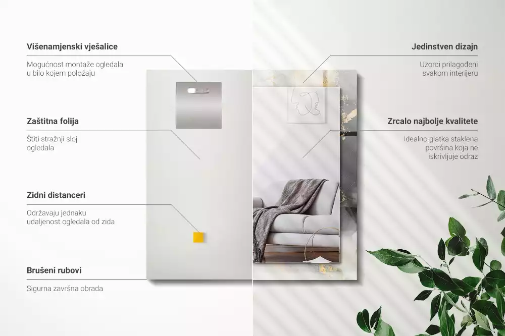 Rechthoekige spiegel met decoratie Abstracte moderne kunst