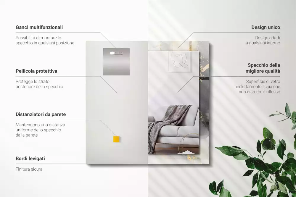 Rechthoekige spiegel met decoratie Abstracte moderne kunst