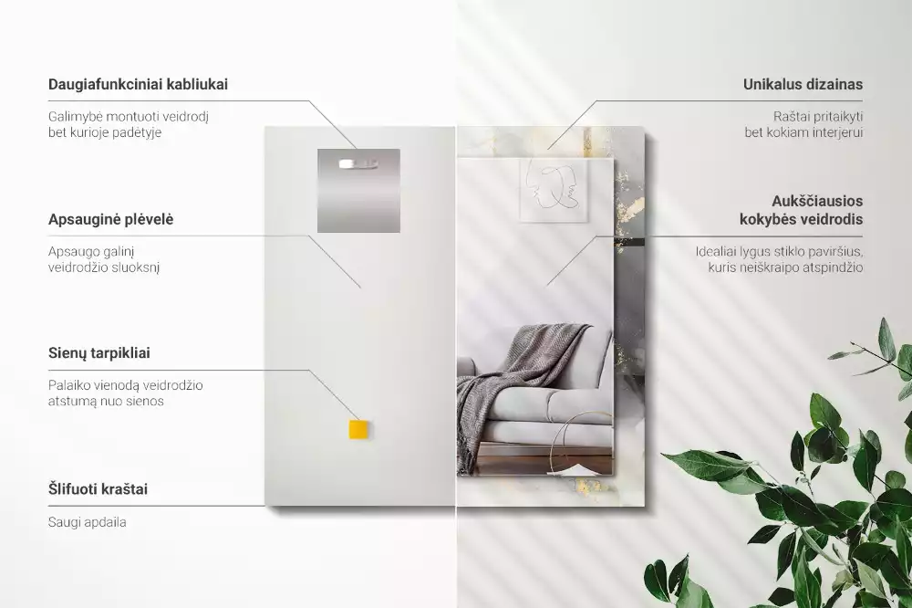 Rechthoekige spiegel met decoratie Abstracte moderne kunst