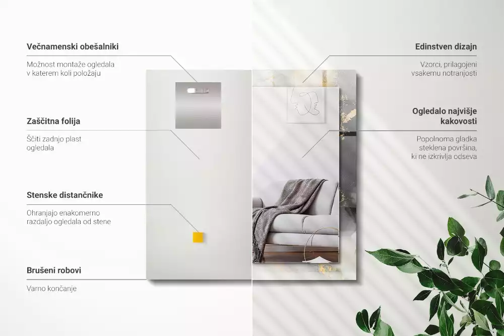 Rechthoekige spiegel met decoratie Abstracte moderne kunst