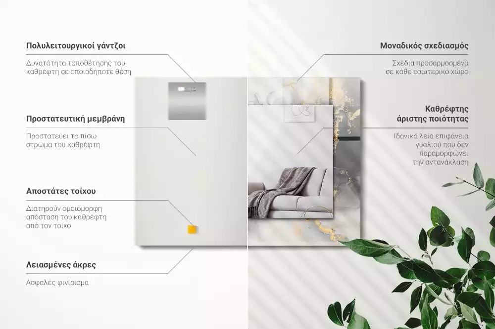 Rechthoekige spiegel met decoratie Abstracte moderne kunst