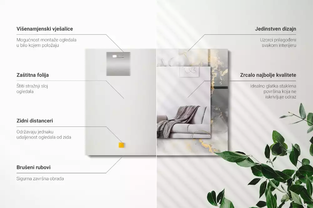 Rechthoekige spiegel met decoratie Abstracte moderne kunst