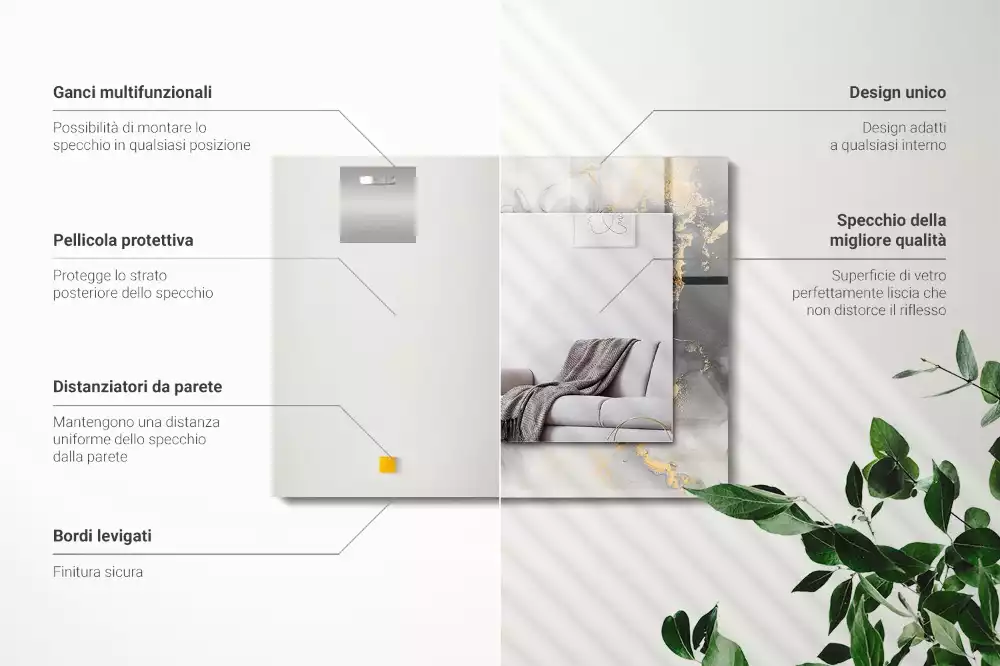 Rechthoekige spiegel met decoratie Abstracte moderne kunst