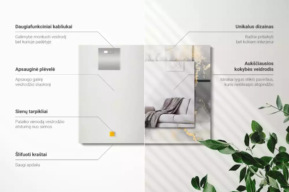 Rechthoekige spiegel met decoratie Abstracte moderne kunst