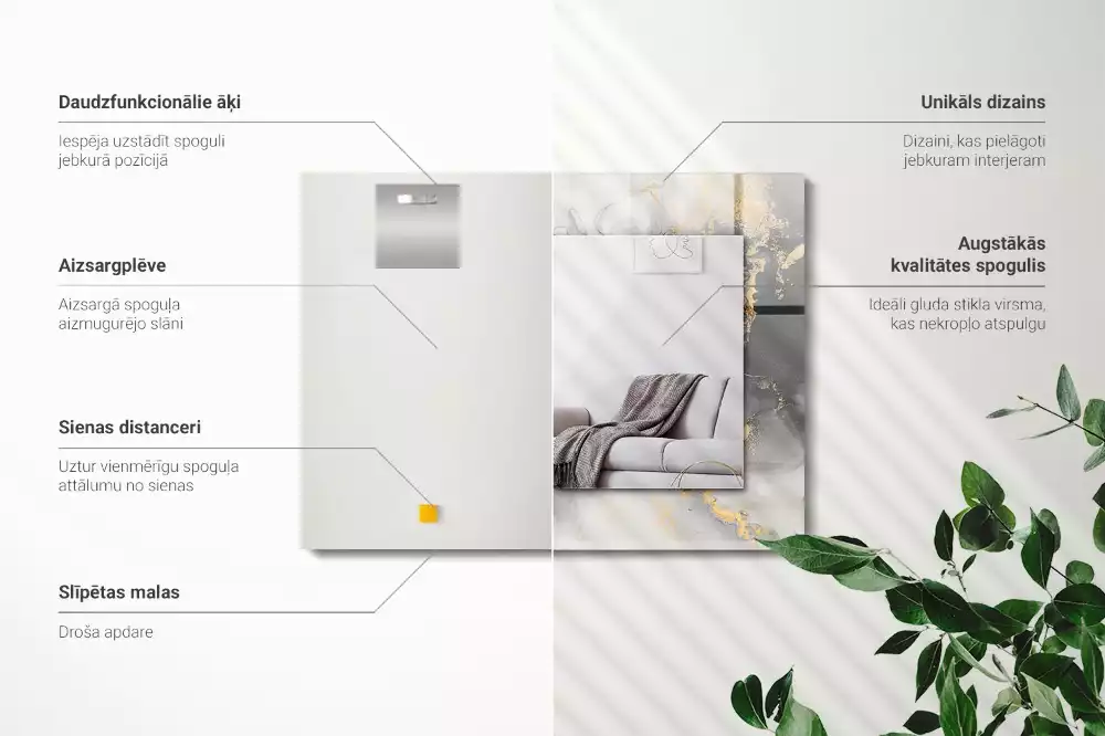 Rechthoekige spiegel met decoratie Abstracte moderne kunst